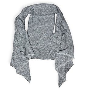 Black White Heather Knit Open Sweater Vest Sleeveless Blanket Look Women's S / M